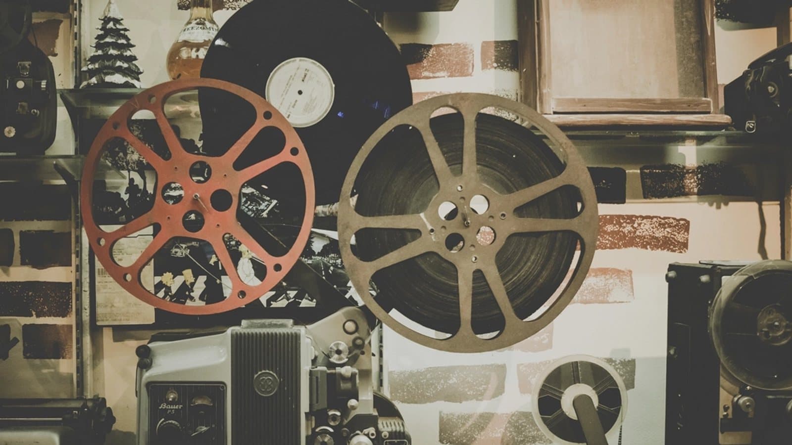 Vintage projector reel. File photograph. Foto d'archivio.